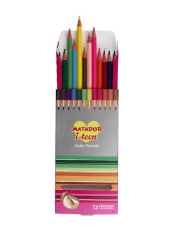 Matador i-teen Full-Size Color Pencil Set – 12 Colors for Bright and Detailed Creations