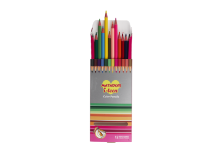 Matador i-teen Full-Size Color Pencil Set – 12 Colors for Bright and Detailed Creations